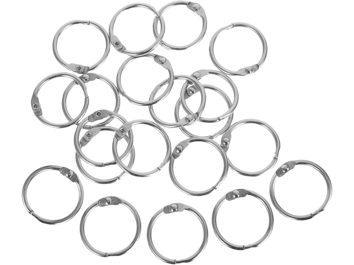 Argolas Metálicas Operitacx Para Fichários, Papel, Fichas E Scrapbooking Feitas Em Aço Inoxidável, Com 20 Unidades