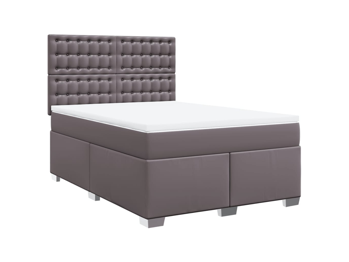 Cama com Molas Couro Artificial Cinzento MAISON EXCLUSIVE 160x200 cm