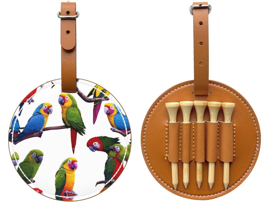 Bolsa para Tees de Golfe Rainforest Parrot, Preta. Fácil de Transportar e Mais Eficiente para Jogar Golfe.