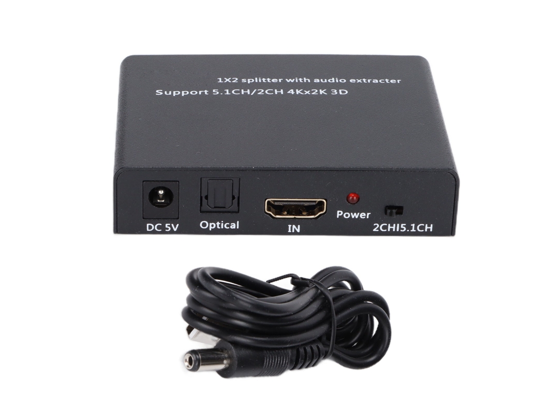 Divisor Hdmi 1 Para 2 Com Conversor 4k E Extractor De Áudio/video