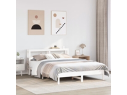 Vidaxl Cama Sem Colchão 150x200 Cm Madeira De Pinho Maciça Branco
