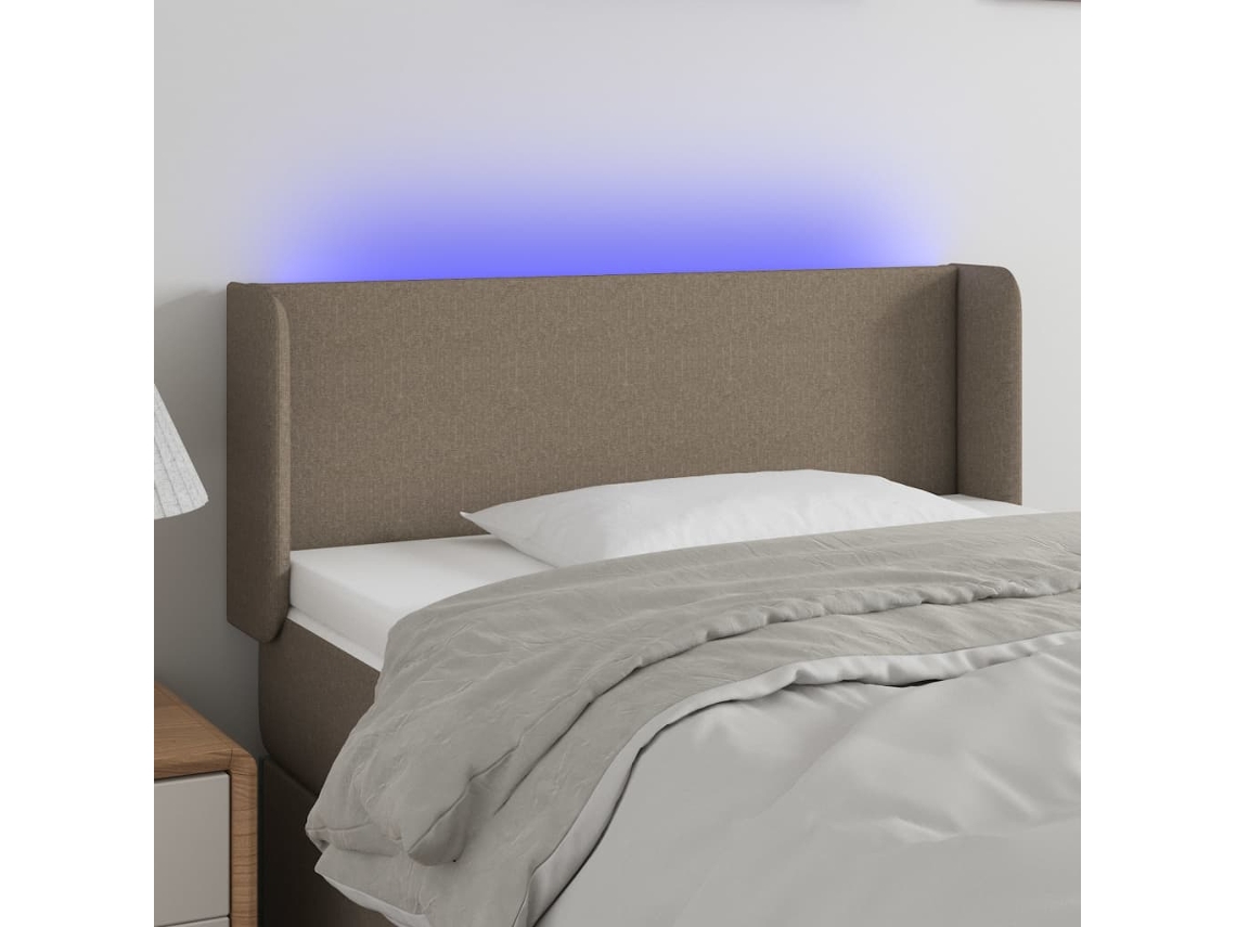 Cabeceira Camapainel De Cabeceira Luzes Led Tecido 93x16x78/88cm Cinza Acastanhado Lovely Home