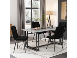 Conjunto De 4 Cadeiras De Jantar Estofadas Com Encosto E Assento Em Veludo, De Design Exclusivo.