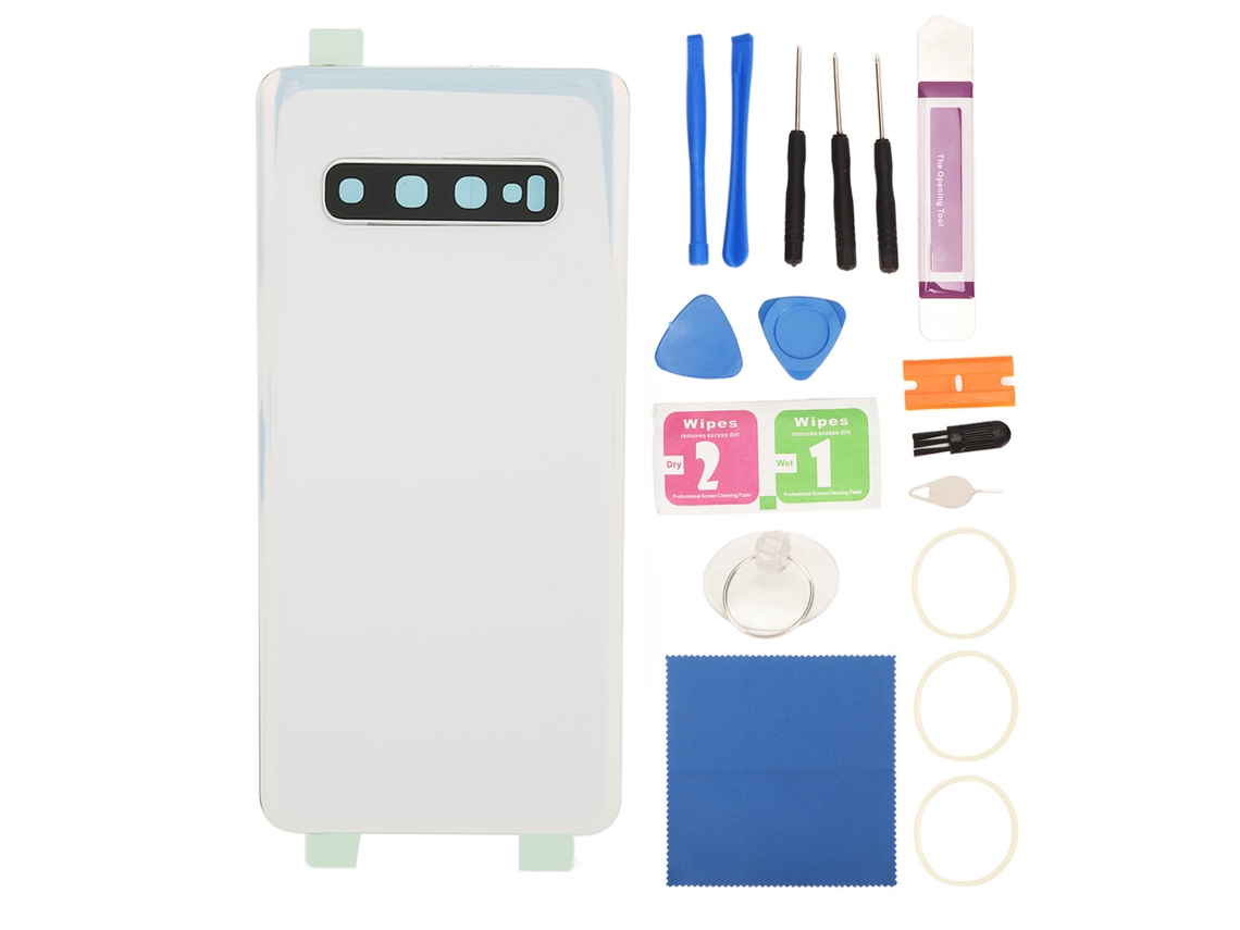 Mali capinha de Vidro Traseira para Samsung Galaxy S10 G973 com Lente de Câmera e Fita À Prova D'água Branco