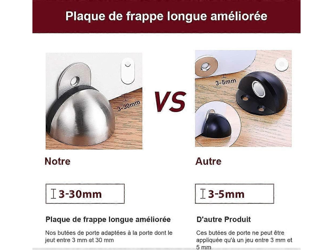 Batente De Porta Magnético De 4 Peças, Em Aço Inoxidável, Autoadesivo, Com Amortecedor De Borracha. Aquaforge