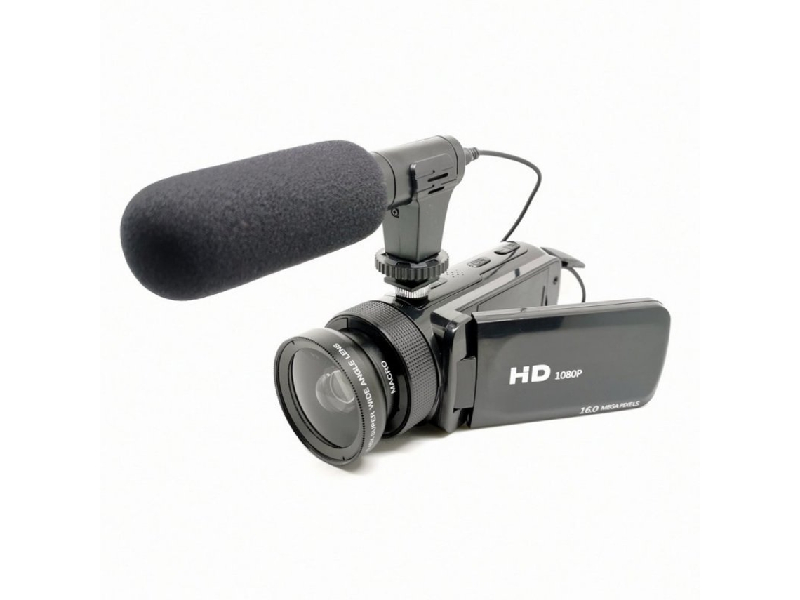 Câmera de Vídeo Digital Hd D100 com Lente Grande Angular Microfone Anti-Vibração Filmadora Dv Portátil Preta
