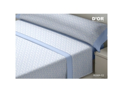 Conjunto De Lençol Dor Roma Algodão Azul (90x200)