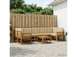 Vidaxl Conjunto De Sofás Para Exterior 8 Pcs Natural E Bege Poliéster