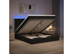 Vidaxl Cama Ottoman Com Colchão E Led Preto 160 X 200 Cm Tecido