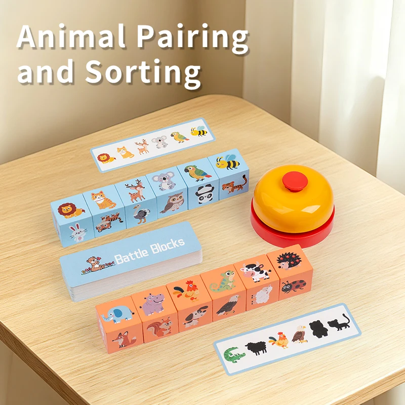 Jogo De Batalha Com Blocos De Encaixe E Classificação De Animais Para Treinamento De Lógica Infantil