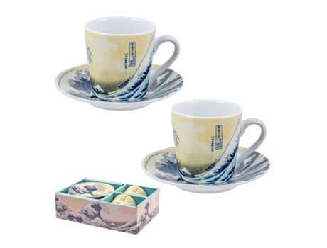 JAVIER La Ola Juego de 2 Tazas para Café Con Platos En Caja de Regalo