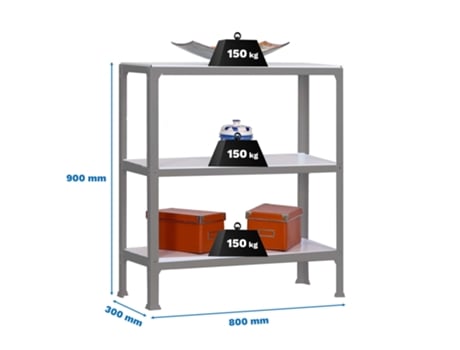 Simonhome Click Wood Mini 3/300 Prateleira De Metal Cinza/branca