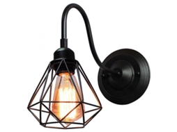 Vinho Conduziu a Lâmpada de Parede Loft Desaceleração Foguete Industrial Luz Parede Preto E27 Ferro Simples Abajur Gaiola Guarda Luz Parede Iluminação
