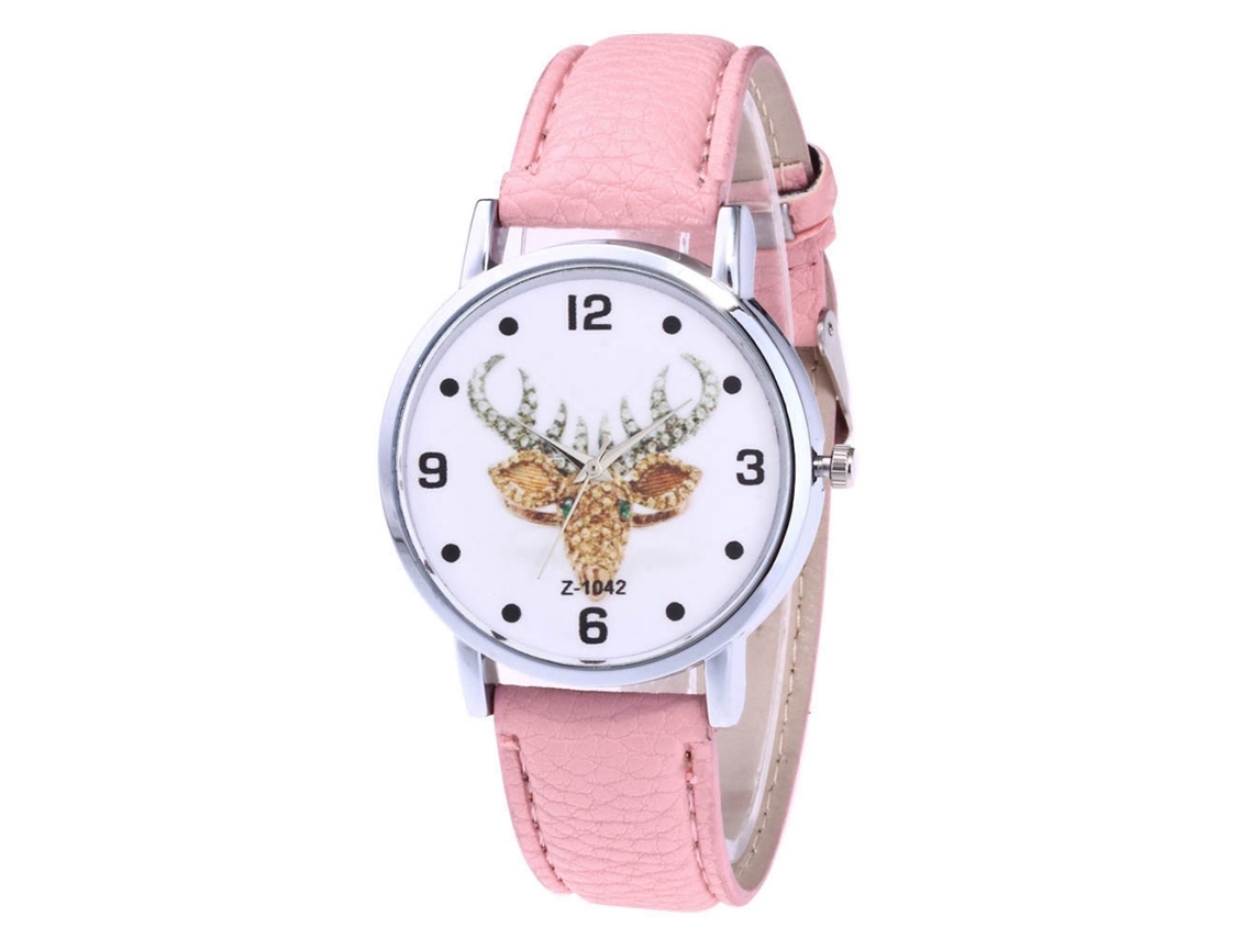 Relógio de casal Zhoulianfa Quartz com pulseira de couro PU (rosa)