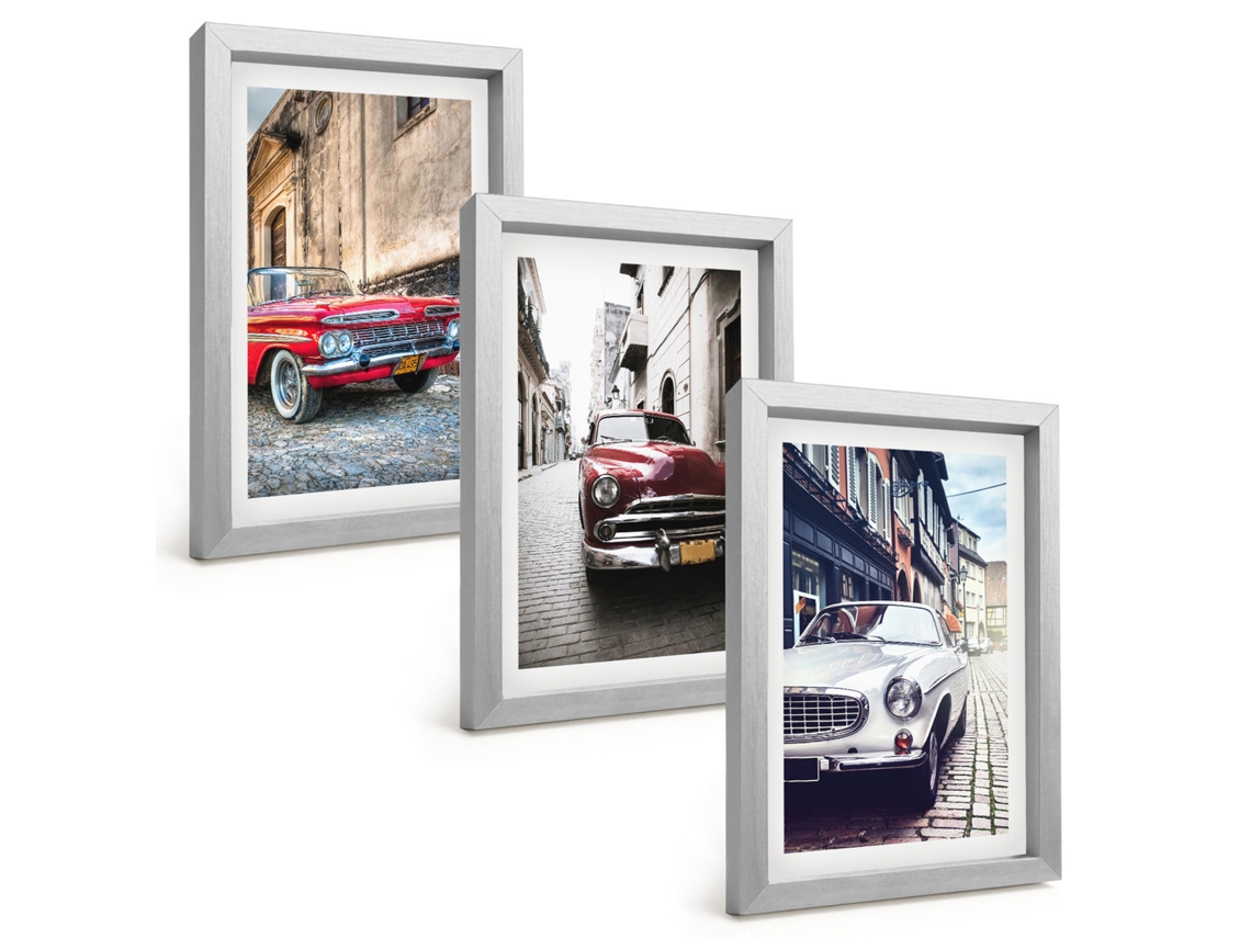 Composição De Quadros Carros Clássicos Em Cidades Espelharte (3 Peças 20x30 Cm)