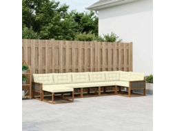 Vidaxl Conjunto De Sofás Para Exterior 7 Unid. Natural E Creme