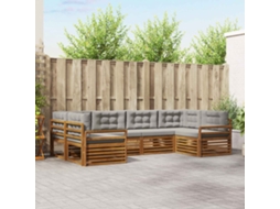Vidaxl Conjunto De Sofás Para Exterior 6 Unid. Cinza Natural E Claro