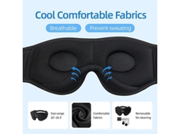 Máscara de Dormir Esportiva Bluetooth Sem Fio 3d para os Olhos AQUAFORGE