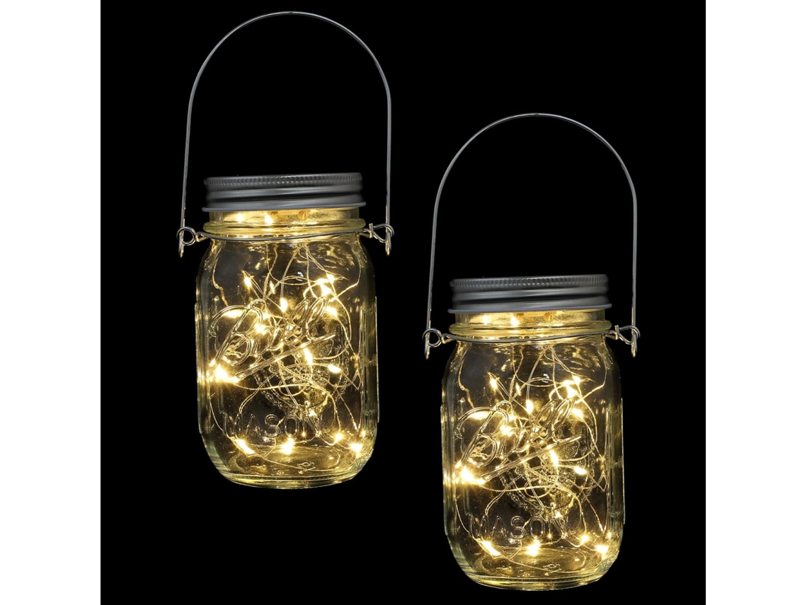Conjunto de 2 Luminárias de Led para Garrafa, Luz Branca Quente e Multicolorida, para Pendurar e Decorar Potes de Vidro. SFUSHOS