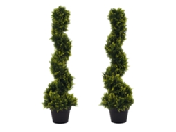 Planta artificial em espiral, cedro em espiral com vidro, 90 cm, cedro artificial para decoração externa e interna, verde Mc