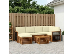 Vidaxl Conjunto De Sofás Para Exterior 6 Unid. Natural E Creme