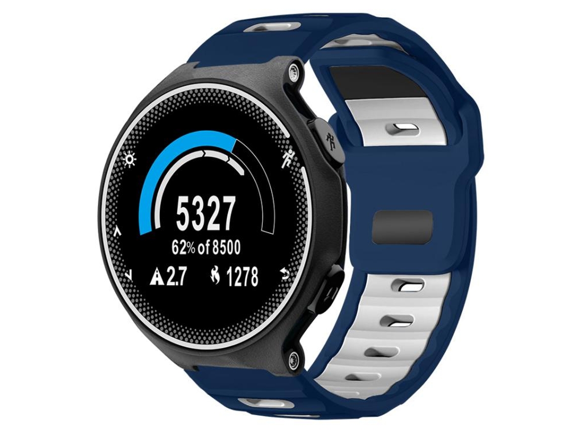 Bracelete para Garmin Forerunner 220 / 735 / 735xt / 230 / 235 silicone bicolor com encaixe plano azul marinho e branco XIAOMOYU