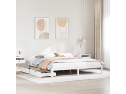 Vidaxl Estrutura De Cama C/ Gavetas 200x200 Cm Pinho Maciço Branco