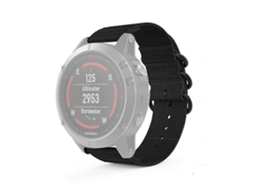 Pulseira Universal Garmin Fenix ​ ​ ​ ​ 3/ 5x De 26 Mm, Três Argolas, Nylon, Preta., Acabamento Moderno