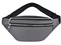 Bolsa De Cintura Em Tecido Oxford Desportiva - Pochete Resistente - Cinzento