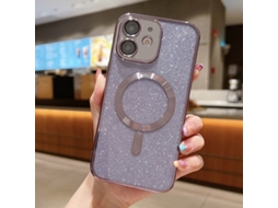 Capa De Tpu Para Iphone 12 - Glitter - Acabamento Eletroplástico - Magsafe