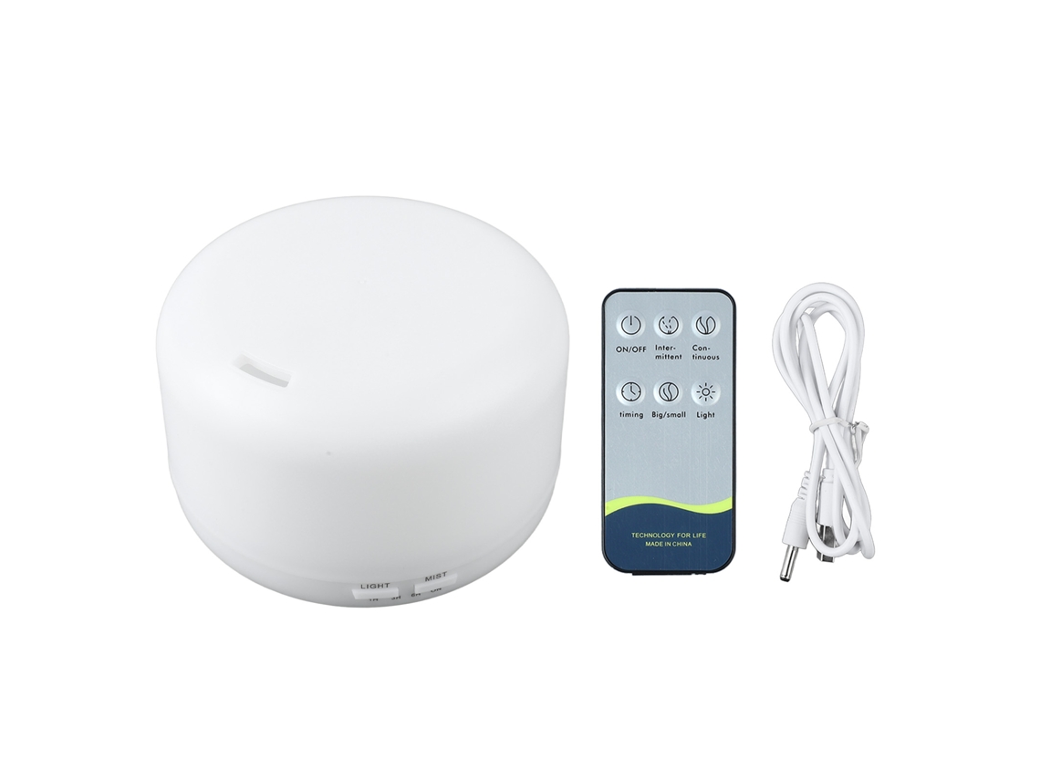 Humidificador Ultrassónico 500ml com Difusor de Aromas, Luz Colorida, Operação Silenciosa e Controlo Remoto LAXISCREED