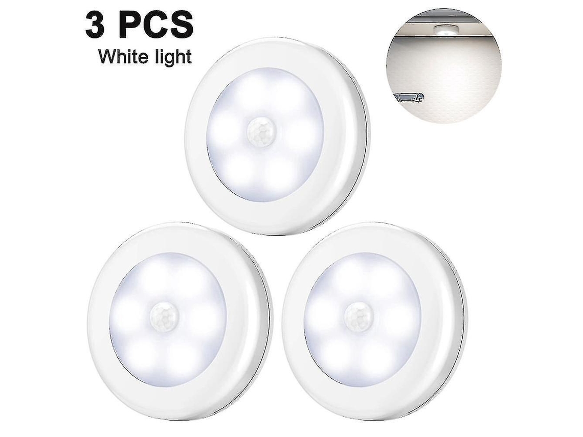 Lurelia Luz Led Para Armário, 3 Peças, 6 Leds, Sensor De Movimento, Pilhas Aaa, Portátil