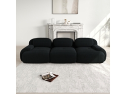 Sofá 3 Lugares Em Tecido Premium, Modular, Sem Estrutura, Antiderrapante, Montagem Zero, Braços Ergonômicos E Espuma De Alta Resiliência, Preto.
