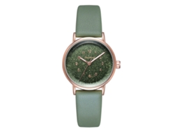 Relógio de Mulher de Quartzo com Mostrador Redondo Casual Elegante Pulseira Ajustável (verde)