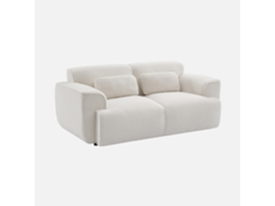 Sofá Em Tecido Bouclé,  2 Lugares, Creme