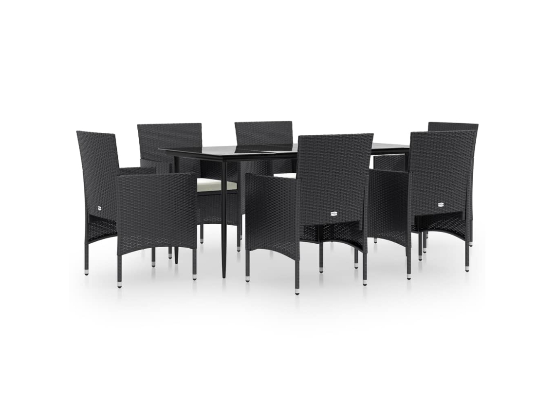 Garden Dining Set, Garden Dining Sets Vidaxl Preto Rattan / Vime (mesa Com 160 Cm De Comprimento)