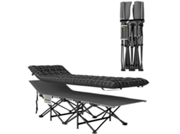 Lit De Camping Pliable Avec Matelas, Pochette Latérale Et Sac Intégré Lit De Camp Tissu Oxford 190 X 67 X 37 Cm Noir