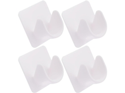 Conjunto de 4 suportes de plástico branco Veemoon para diversas cortinas com fixação adesiva, suporte protetor para