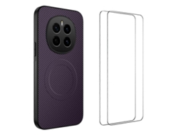 Capa Magnética Para Honor Magic7 5g Wanlonfeng Tq1 Series Com Textura De Fibra De Carbono E Tpu Para Pc Com 2 Películas De Tela Roxa
