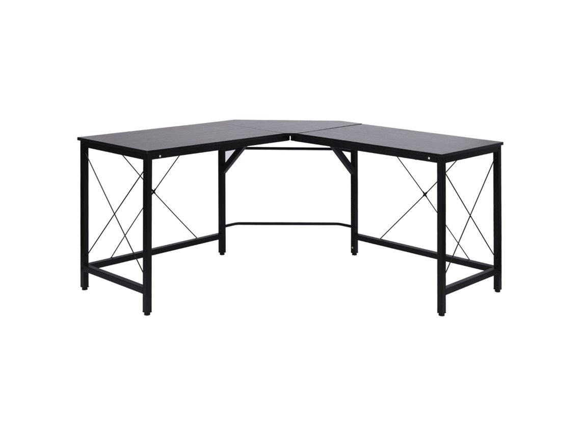 Secretária Em Forma de L Melamina de Madeira e Metal Cor Preto 150x150x76 cm Homcom