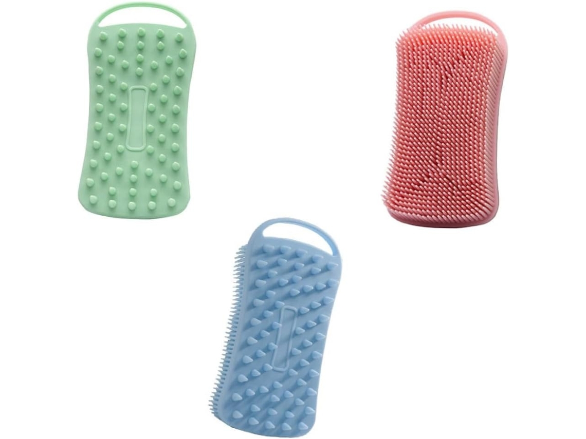 Lurelia Pack De 3 Escovas De Silicone Para Corpo E Rosto, Silicone Macio, Dupla Face E Massagem Suave, Uso Diário Prático