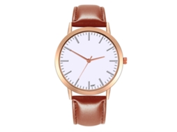 Relógio de Pulso Feminino Estiloso com Pulseira de Couro Marrom Claro Quarts