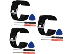Conjunto De 3 Pulseiras De Substituição Em Tpe, Pretas, Tamanho Único, Acessório Para Relógio Surge.