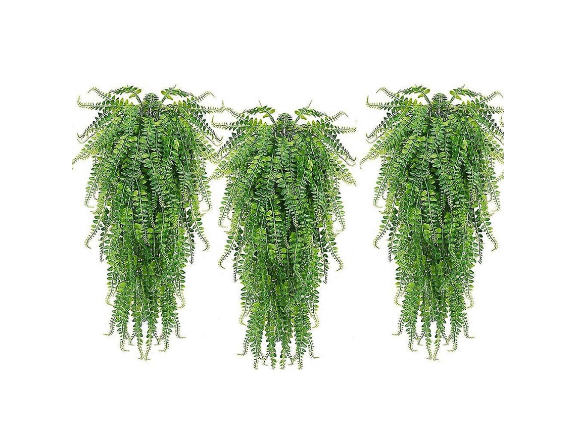 3 Pcs Samambaia Artificial Cesto Pendente Vinha Fake Ivy Uv Exterior