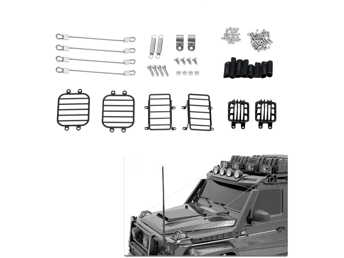 Capa De Luz Frontal Traseira De Metal E Corda De Aço Para Carro Rc Compatível Com Trx-4 Trx-6 4x4 6x6 G63 G500