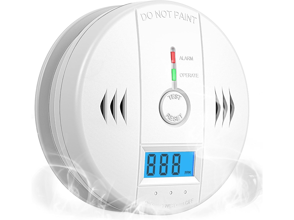 Detector De Monóxido De Carbono(1 Unidade) Com Alarme Sonoro E Visor Lcd, Alimentado Por Bateria, Ideal Para Quarto E Cozinha