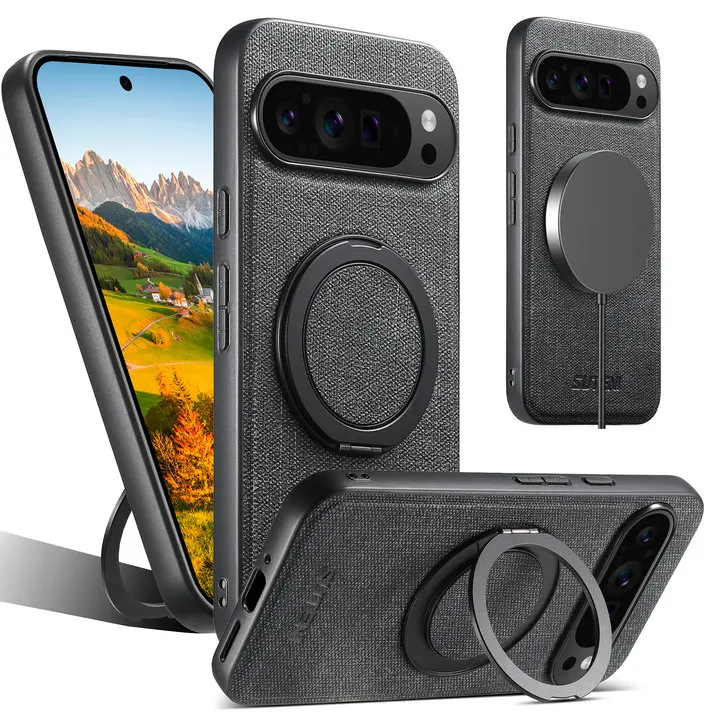 (preto, Google Pixel 8 Pro) Capa Protetora De Couro Com Suporte Giratório De 360°, Resistente A Impressões Digitais, Oferece Proteção Completa.
