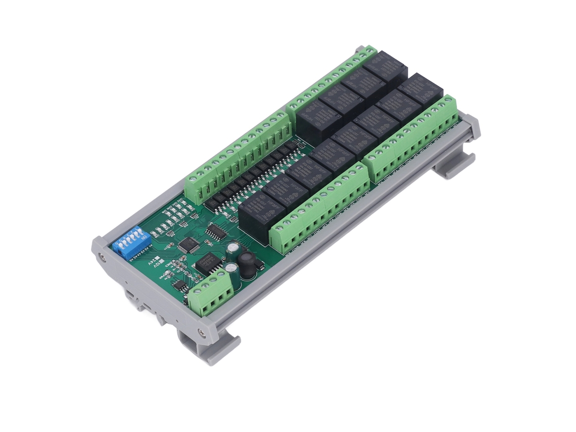 Módulo De Rele Rs485 De 12 Canais Com Placa Pcb Rtu E Componentes De Controle Industrial 24v Para Trilho Din