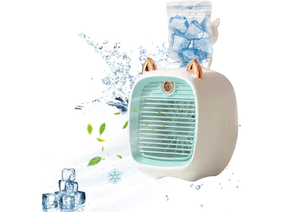 Mini Climatizador Mesa Névoa Azul Umidificador Portátil