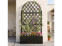 Jardineira De Metal Com Treliça, Preta, 90 X 40 X 180 Cm